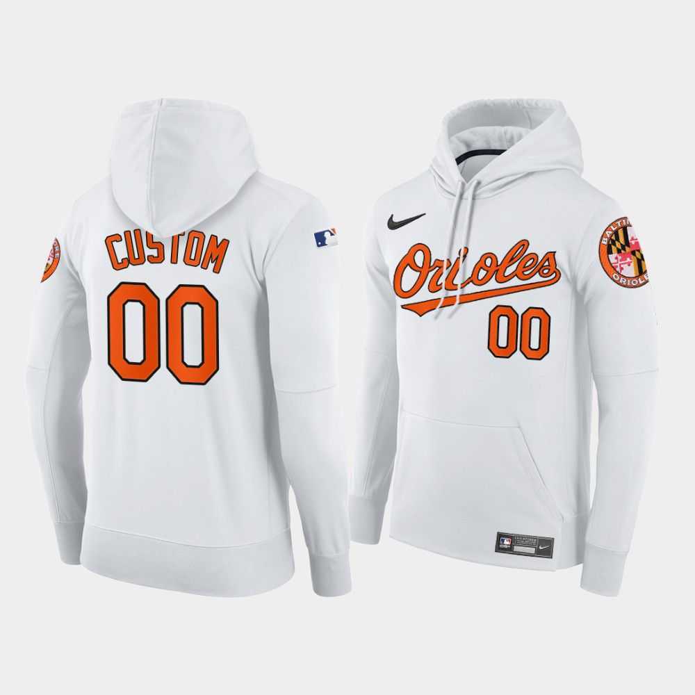 Men Baltimore Orioles 00 Custom white home hoodie 2021 MLB Nike Jerseys